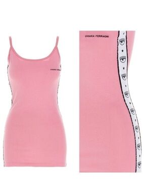 Chiara Ferragni Logomania Eye Tank Dress in Sachet Pink